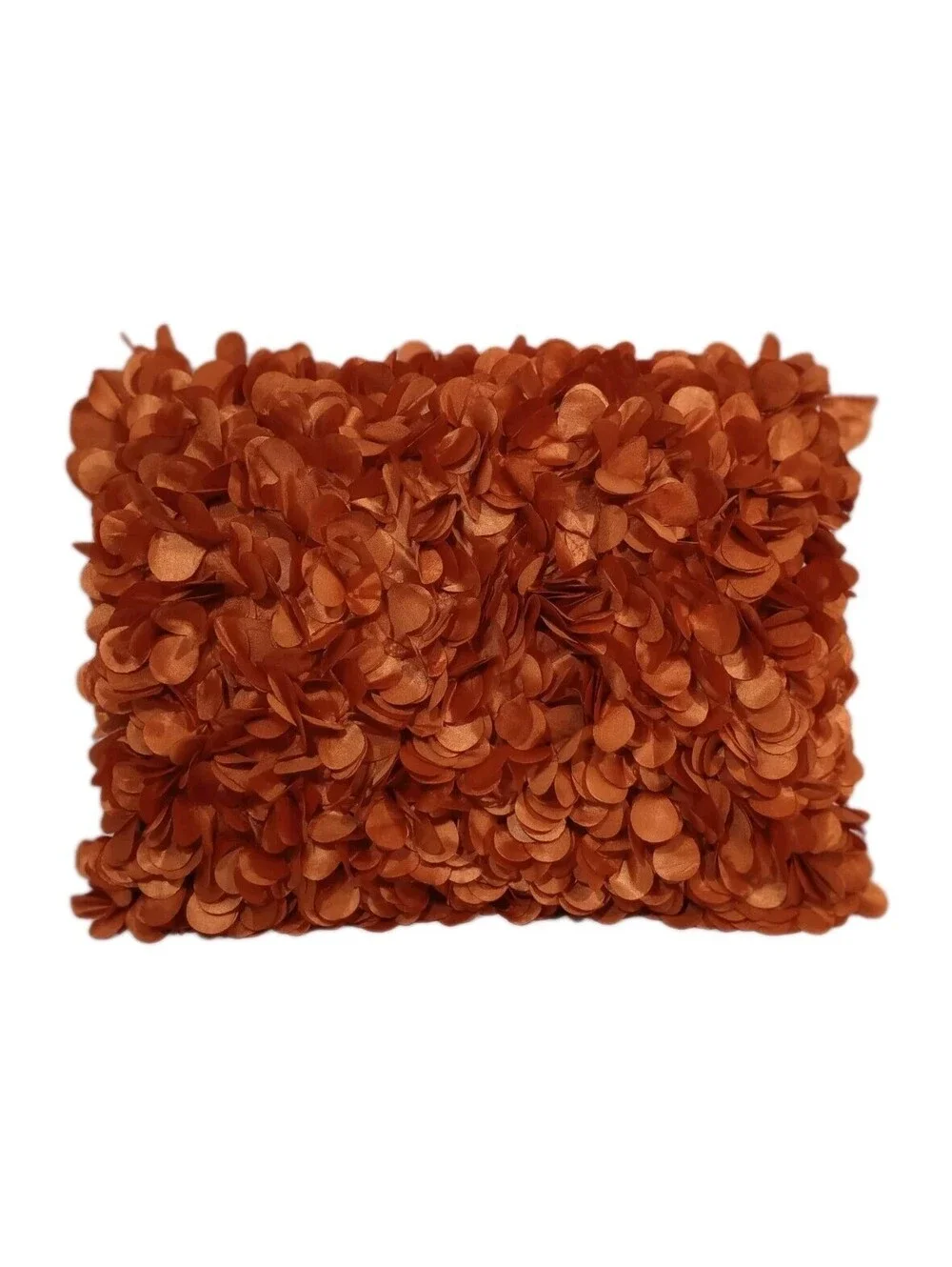 Pier 1 Imports Rectangular Zippered Pillow Cover Orange Tangerine Satin Ruffle